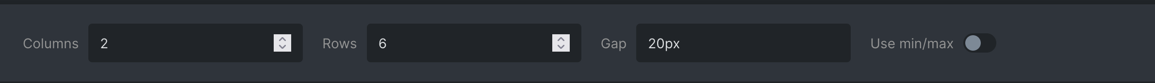Grid controls columns rows gap