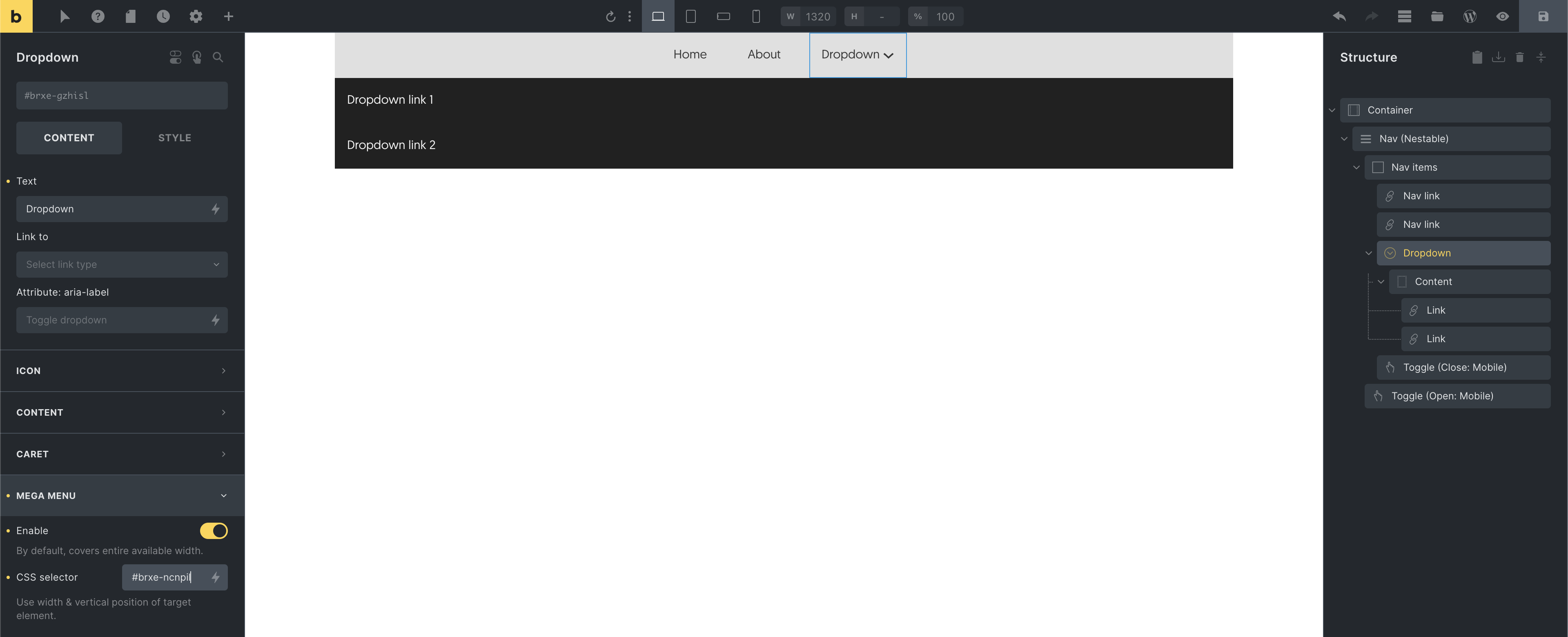 Mega menu با CSS selector