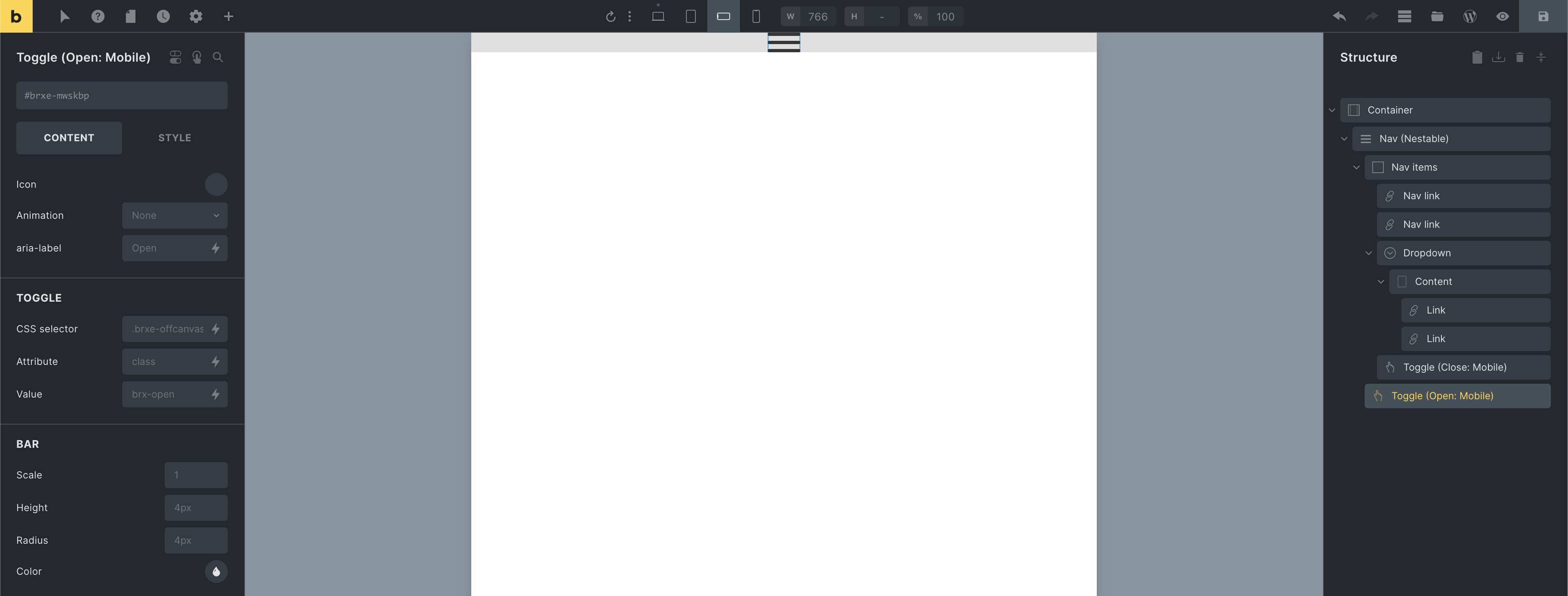 Toggle منوی موبایل