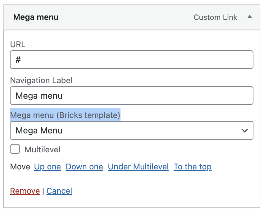 WordPress mega menu