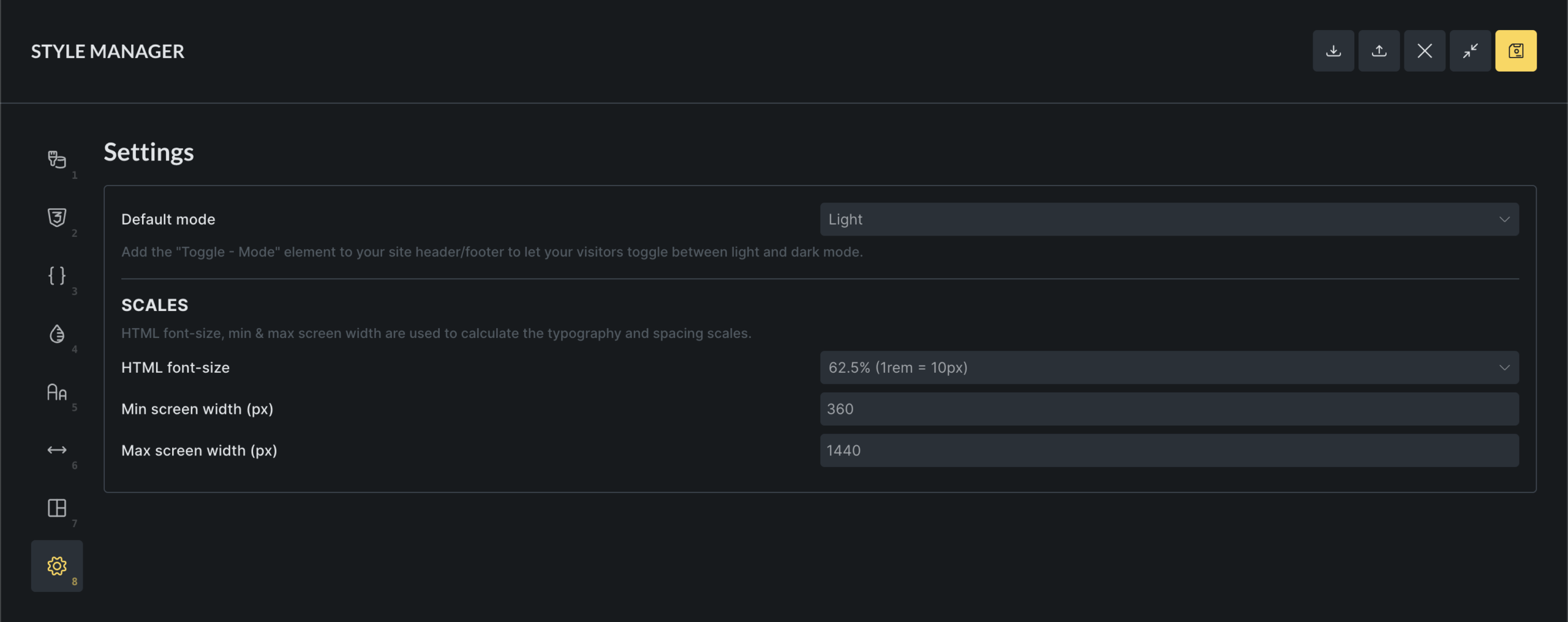 Style Manager Settings