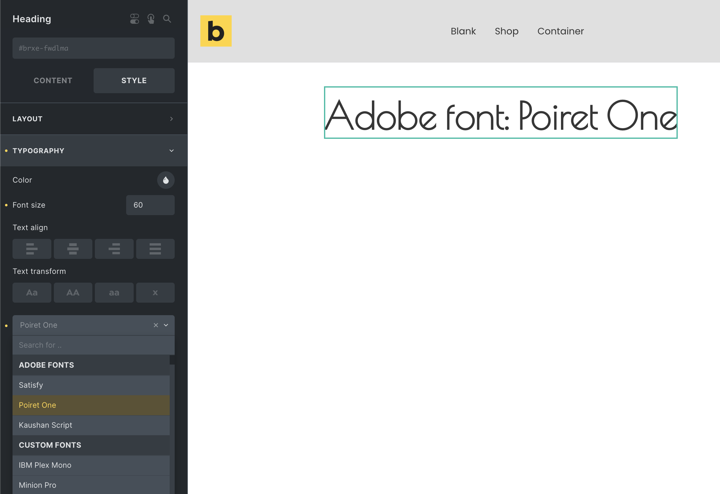 فونتهای Adobe در dropdown font-family