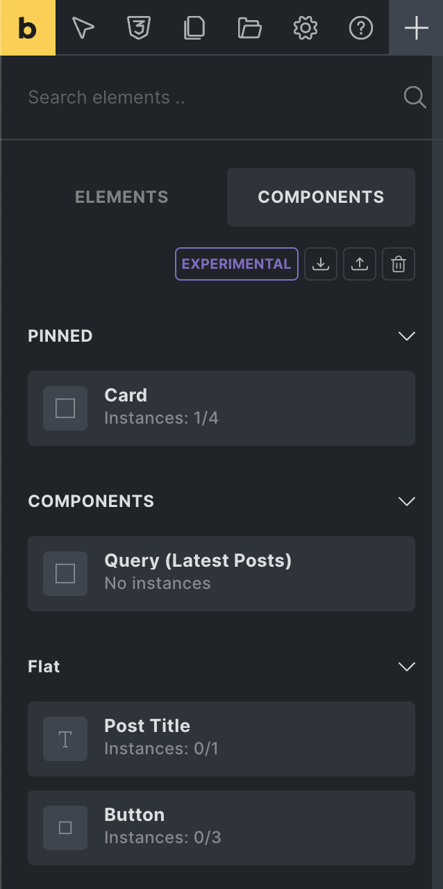 پنل Components