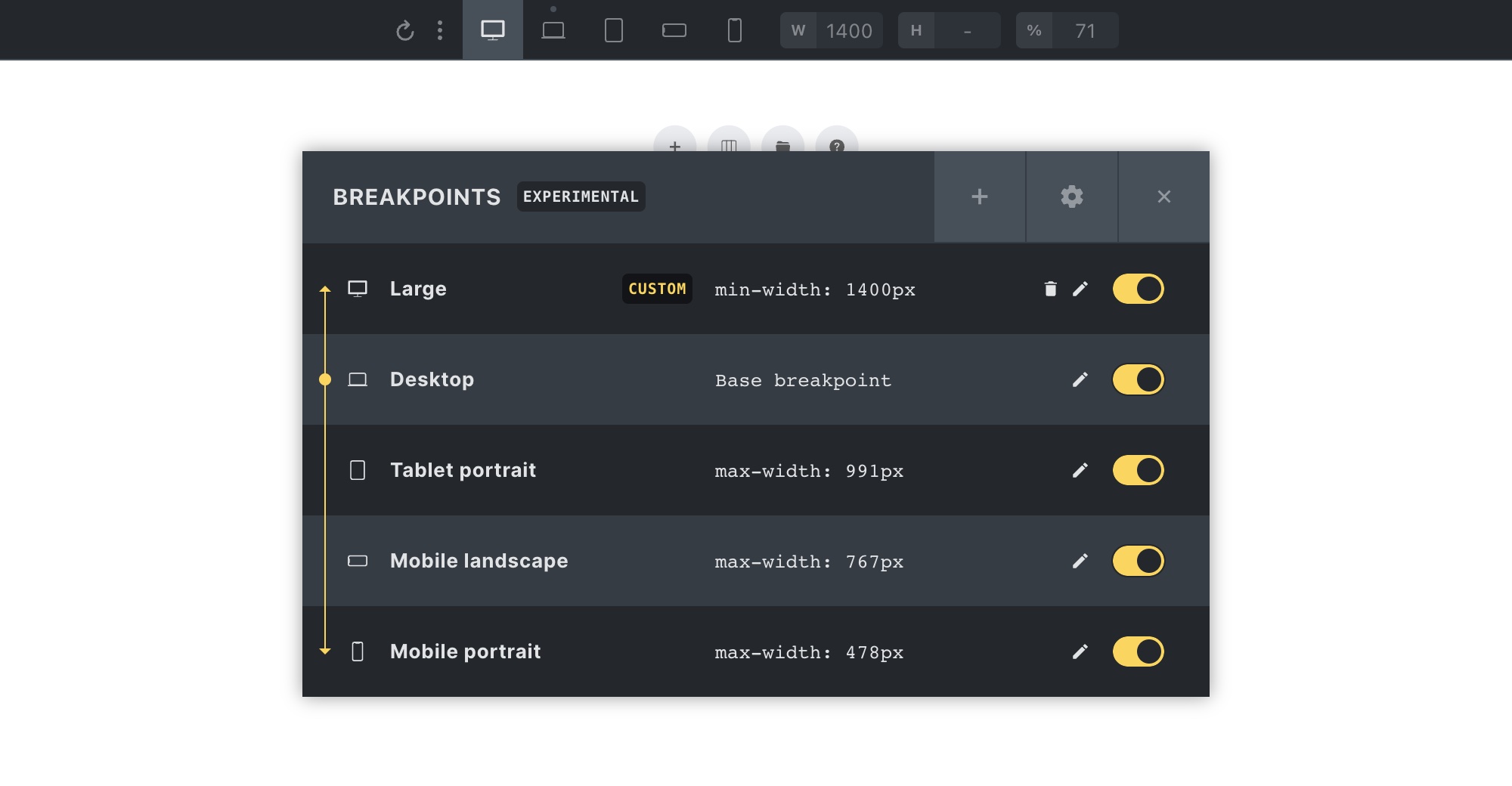 breakpoint manager با breakpoint سفارشی جدید