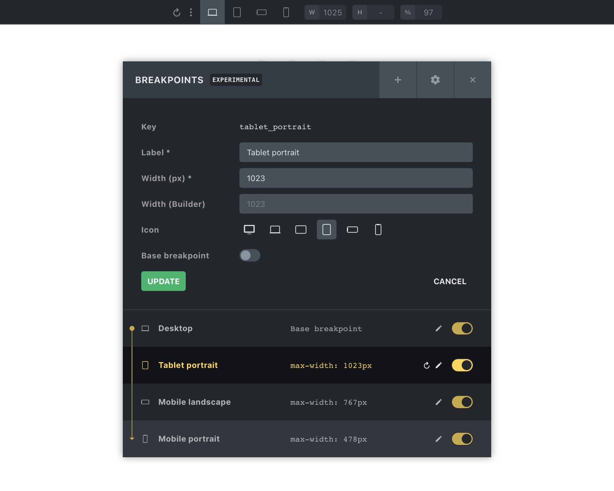 تغییر عرض breakpoint