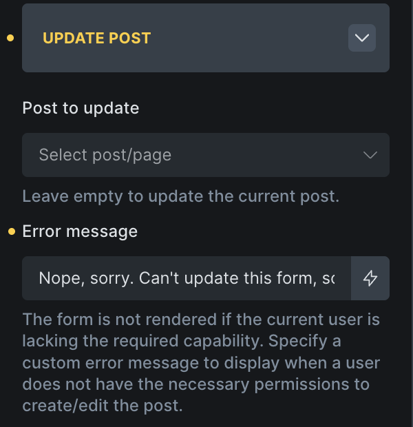 Update post control group