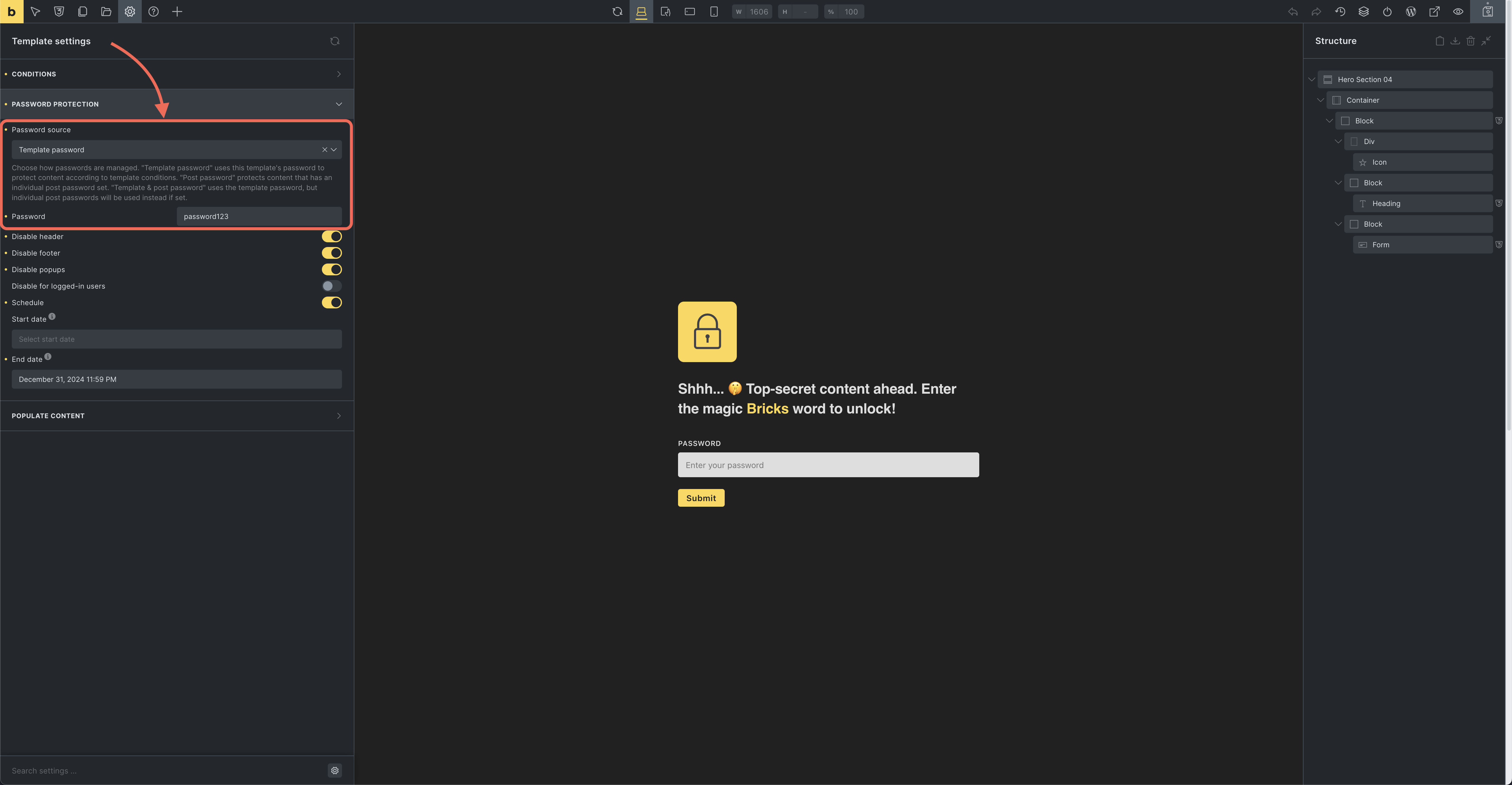 Template password