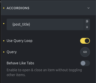 Query loop در Accordion