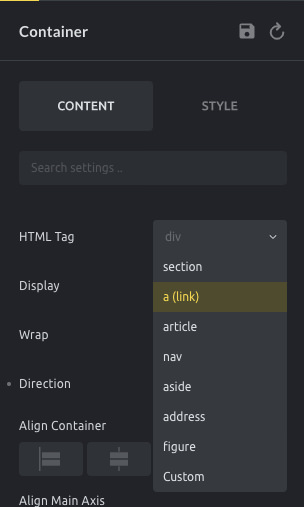 انتخاب tag HTML معنایی برای container