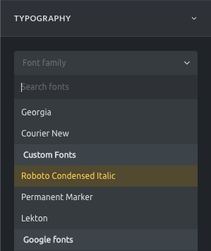 کنترل font-family با Custom Fonts