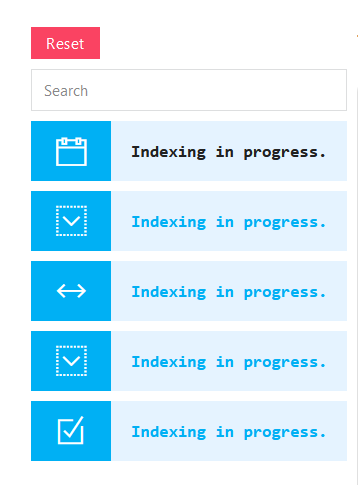 Indexing in Progress در المان فیلتر
