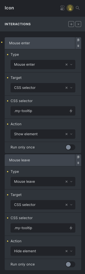 tooltip interactions