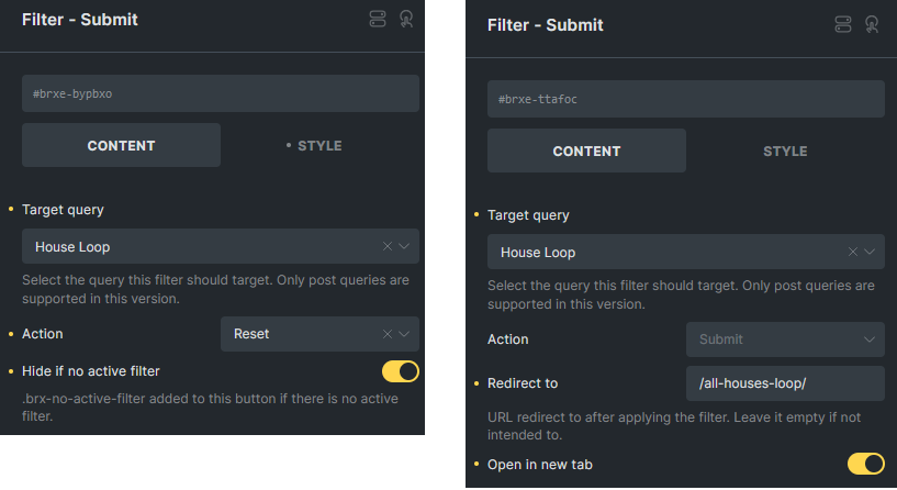 کنترلهای Filter Submit 1.11