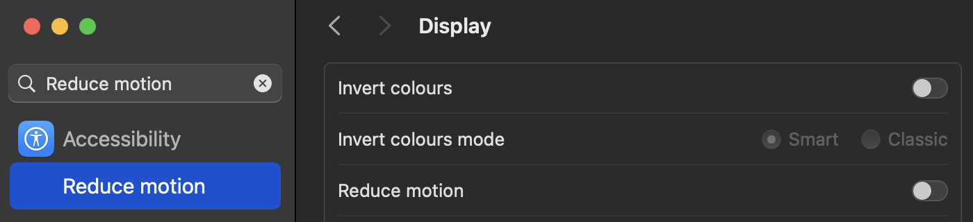 Reduce motion در macOS