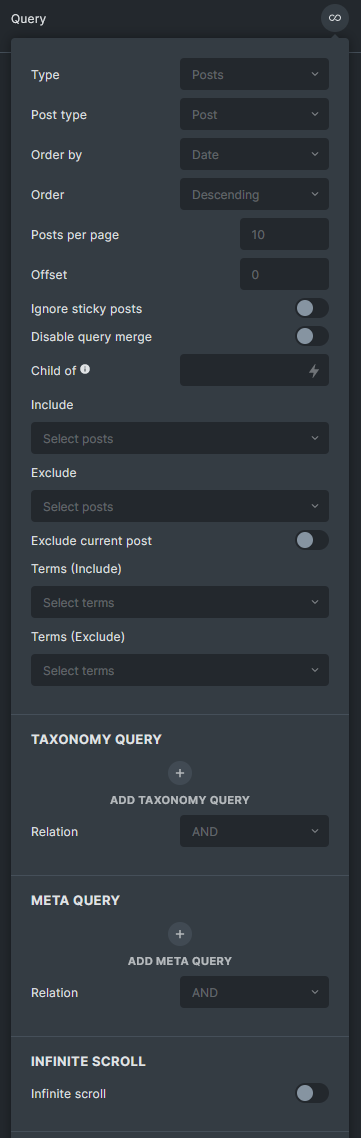 تنظیمات Post query