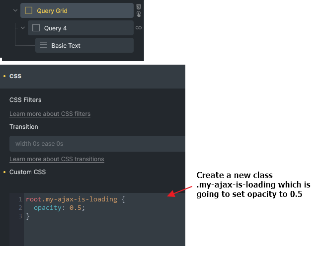 CSS سفارشی برای AJAX loader trigger
