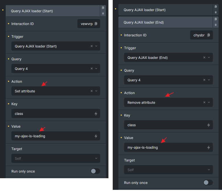 Interactions برای AJAX loader trigger