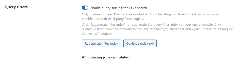 Regenerate و Continue index job