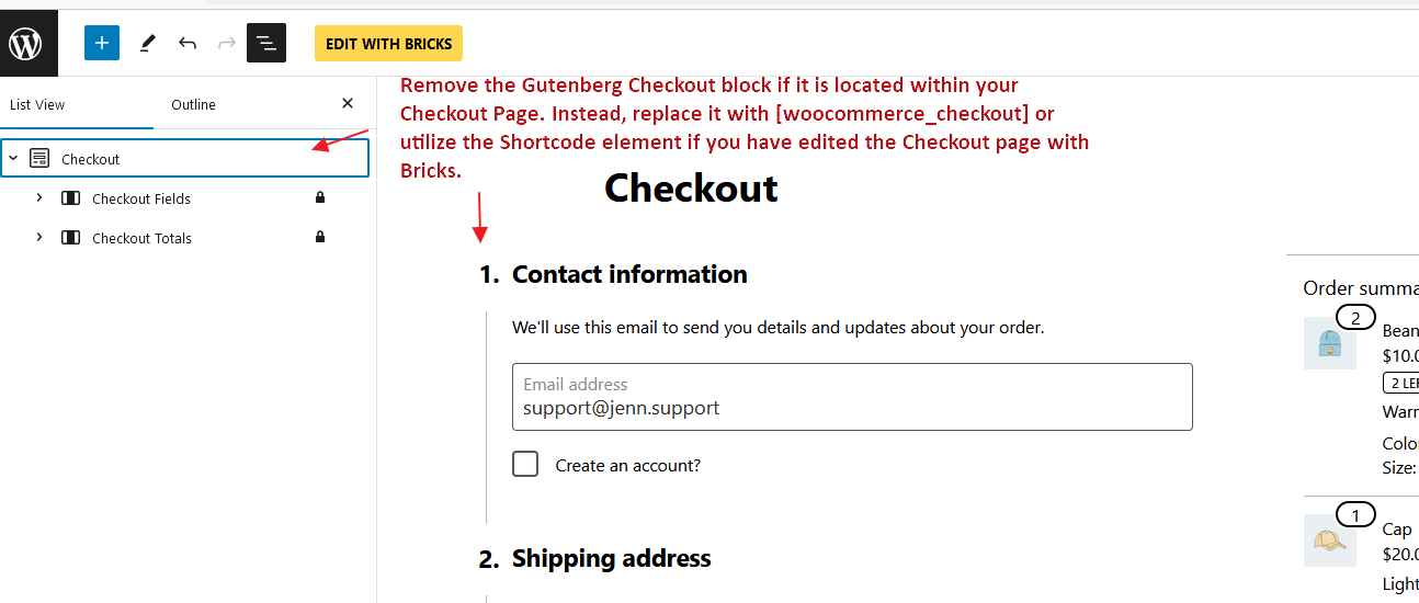 حذف بلوک Gutenberg Checkout