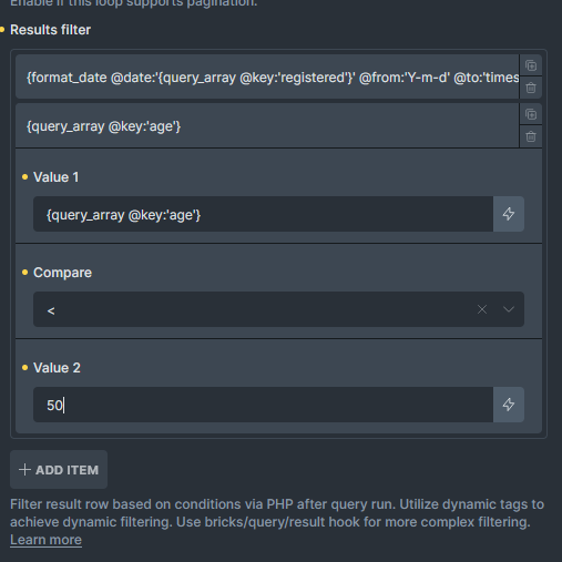 کنترل Results Filter