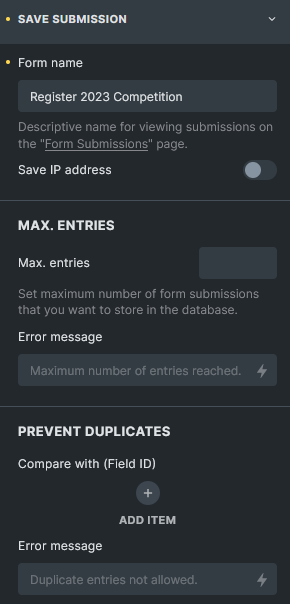 تنظیمات Save submission